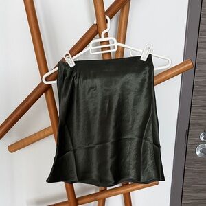 Babaton Green Satin Mini Skirt